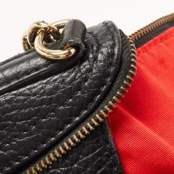 Carolina Herrera Black Leather Tassel Flap Shoulder Bag
