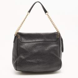 Carolina Herrera Black Leather Tassel Flap Shoulder Bag