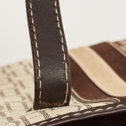  Carolina Herrera Brown/Beige Monogram Canvas and Leather Bucket Tote