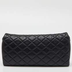 Carolina Herrera Black Quilted Leather CHHC Flap Chain Clutch