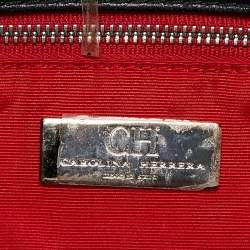 Carolina Herrera Black Quilted Leather CHHC Flap Chain Clutch