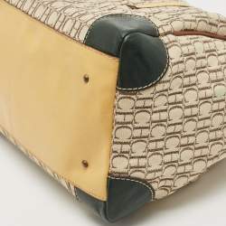 Carolina Herrera Beige/Multicolor Monogram Canvas and Leather Andy Boston Bag           