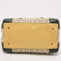 Carolina Herrera Beige/Multicolor Monogram Canvas and Leather Andy Boston Bag           