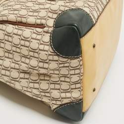 Carolina Herrera Beige/Multicolor Monogram Canvas and Leather Andy Boston Bag           