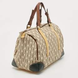 Carolina Herrera Beige/Multicolor Monogram Canvas and Leather Andy Boston Bag           