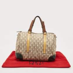 Carolina Herrera Beige/Multicolor Monogram Canvas and Leather Andy Boston Bag           