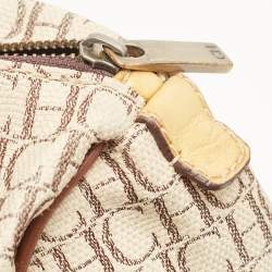 Carolina Herrera Beige/Multicolor Monogram Canvas and Leather Andy Boston Bag           