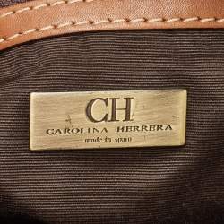 Carolina Herrera Beige/Multicolor Monogram Canvas and Leather Andy Boston Bag           