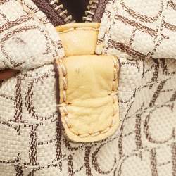 Carolina Herrera Beige/Multicolor Monogram Canvas and Leather Andy Boston Bag           