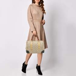Carolina Herrera Beige/Multicolor Monogram Canvas and Leather Andy Boston Bag           