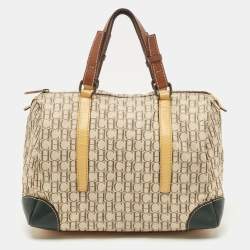 Carolina Herrera Beige/Multicolor Monogram Canvas and Leather Andy Boston Bag           
