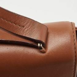 Pre Owned Carolina Herrera Brown Leather CHHC Flap Shoulder Bag