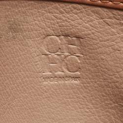 Pre Owned Carolina Herrera Brown Leather CHHC Flap Shoulder Bag