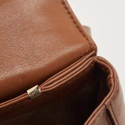 Pre Owned Carolina Herrera Brown Leather CHHC Flap Shoulder Bag