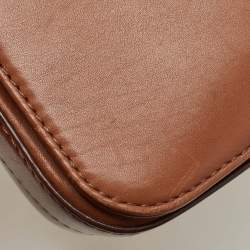 Pre Owned Carolina Herrera Brown Leather CHHC Flap Shoulder Bag