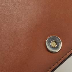 Pre Owned Carolina Herrera Brown Leather CHHC Flap Shoulder Bag