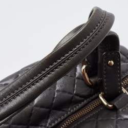 Pre Owned Carolina Herrera Grey Quilted Leather Pleated Chain Hobo