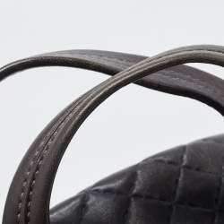 Pre Owned Carolina Herrera Grey Quilted Leather Pleated Chain Hobo