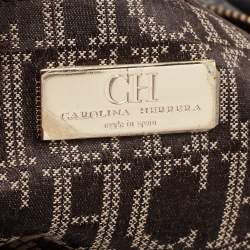 Pre Owned Carolina Herrera Grey Quilted Leather Pleated Chain Hobo