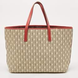 Pre Owned Carolina Herrera Tri Color Monogram Canvas and Leather Shopper Tote