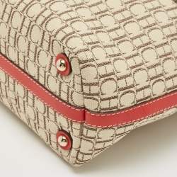 Pre Owned Carolina Herrera Tri Color Monogram Canvas and Leather Shopper Tote