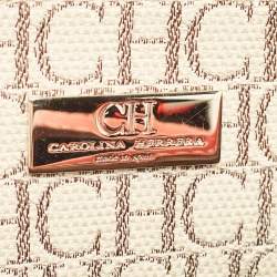 Pre Owned Carolina Herrera Tri Color Monogram Canvas and Leather Shopper Tote