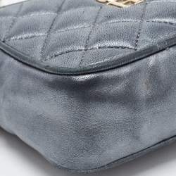 Pre Owned Carolina Herrera Metallic Quilted Leather Camera Chain Crossbody Bag