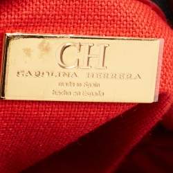 Pre Owned حقيبة يد توتس سي إتش كارولينا هيريرا دوتشيس جلد أسود منقوش