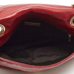 Carolina Herrera Red Monogram Embossed Leather Bow Shoulder Bag