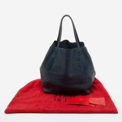 Pre Owned Carolina Herrera Teal Blue Monogram Leather Matryoshka Tote