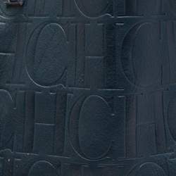 Pre Owned Carolina Herrera Teal Blue Monogram Leather Matryoshka Tote