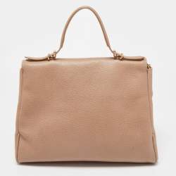 Carolina Herrera Beige Leather Minuetto Top Handle Bag
