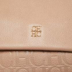 Carolina Herrera Beige Leather Minuetto Top Handle Bag