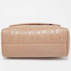 Carolina Herrera Beige Leather Minuetto Top Handle Bag