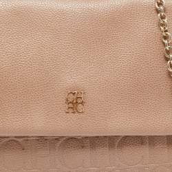 Carolina Herrera Beige Leather Minuetto Top Handle Bag