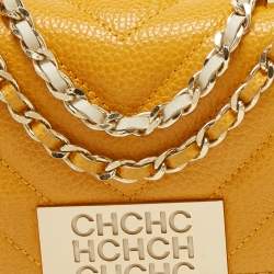 Pre Owned Carolina Herrera Mustard Quilted Leather Mini Bimba Shoulder Bag