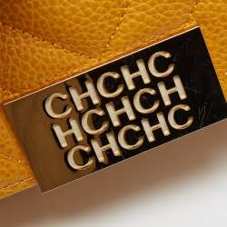 Pre Owned Carolina Herrera Mustard Quilted Leather Mini Bimba Shoulder Bag
