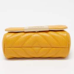Pre Owned Carolina Herrera Mustard Quilted Leather Mini Bimba Shoulder Bag