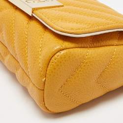 Pre Owned Carolina Herrera Mustard Quilted Leather Mini Bimba Shoulder Bag