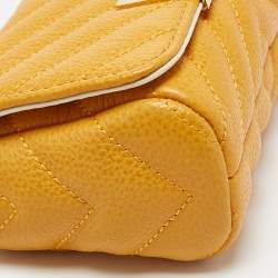 Pre Owned Carolina Herrera Mustard Quilted Leather Mini Bimba Shoulder Bag