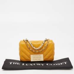 Pre Owned Carolina Herrera Mustard Quilted Leather Mini Bimba Shoulder Bag