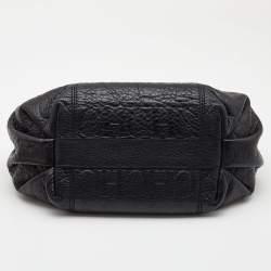 Pre Owned Carolina Herrera Black Monogram Embossed Leather Chain Hobo