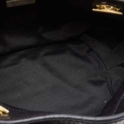 Pre Owned Carolina Herrera Black Monogram Embossed Leather Chain Hobo