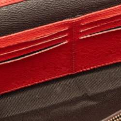Pre Owned Carolina Herrera Red/White Monogram Coated Canvas and Leather Wallet On Chain