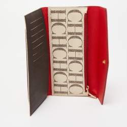 Pre Owned Carolina Herrera Tricolor Monogram Coated Canvas and Leather Envelope Flap Wallet