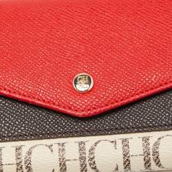 Pre Owned Carolina Herrera Tricolor Monogram Coated Canvas and Leather Envelope Flap Wallet
