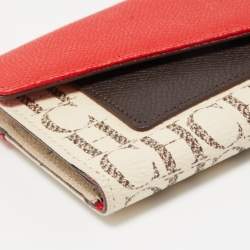 Pre Owned Carolina Herrera Tricolor Monogram Coated Canvas and Leather Envelope Flap Wallet