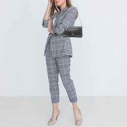 Pre Owned Carolina Herrera Black Leather Logo Flap Chain Bag