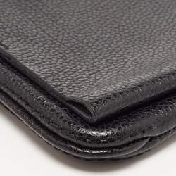 Pre Owned Carolina Herrera Black Leather Logo Flap Chain Bag