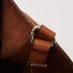 Carolina Herrera Brown Monogram Embossed Leather Matryoshka Tote